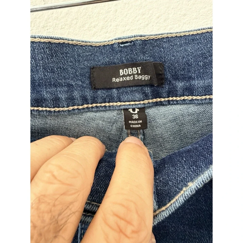 NWT True Religion Bobby Applique Baggy Fit Jeans Men Medium Blaze Wash Size 36